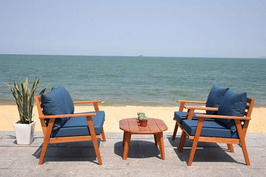 Safavieh - Deacon 4 Pc Living Set - Natural - Navy - PAT7050B veiw 2