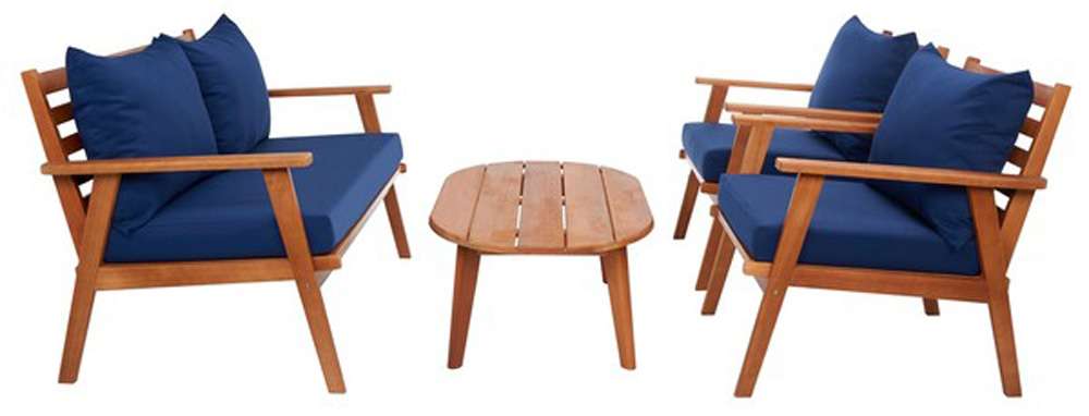 Safavieh - Deacon 4 Pc Living Set - Natural - Navy - PAT7050B veiw 4