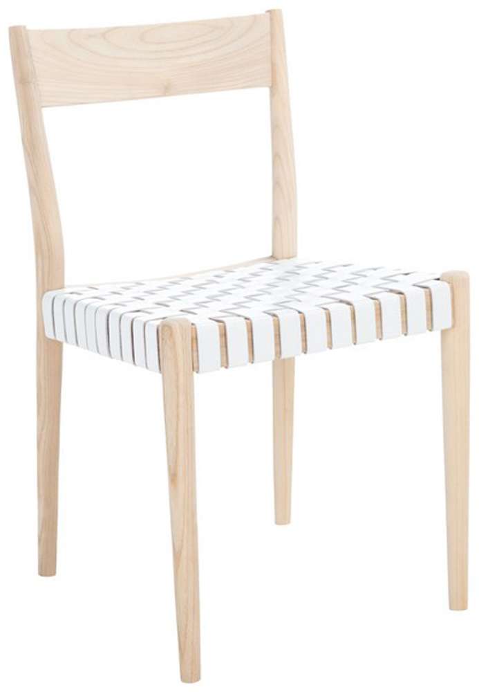 Safavieh - Eluned Leather Dining Chair - White - Natural (Set of 2) - DCH1201B-SET2 veiw 4