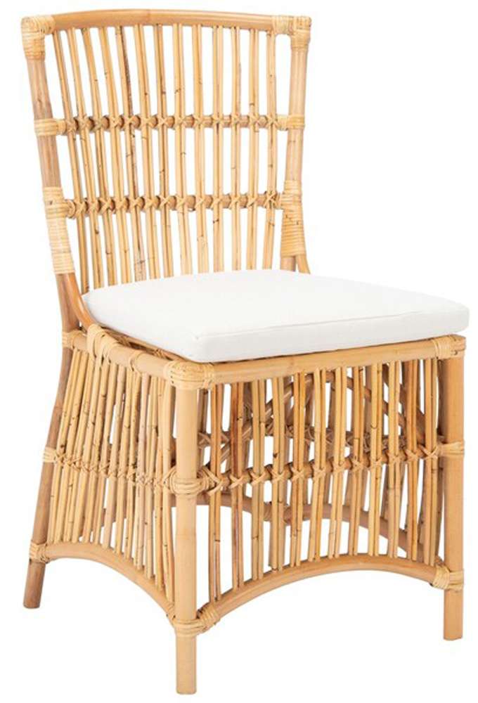 Safavieh - Erika Rattan Acct Chair W/Cush - White - Natural (Set of 2) - ACH6511B-SET2 veiw 3