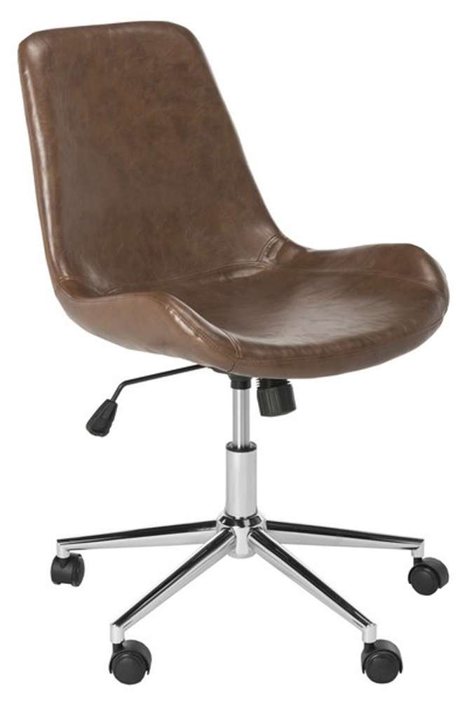 Safavieh - Fletcher Swivel Office Chair - Brown - Chrome - OCH7501A veiw 4