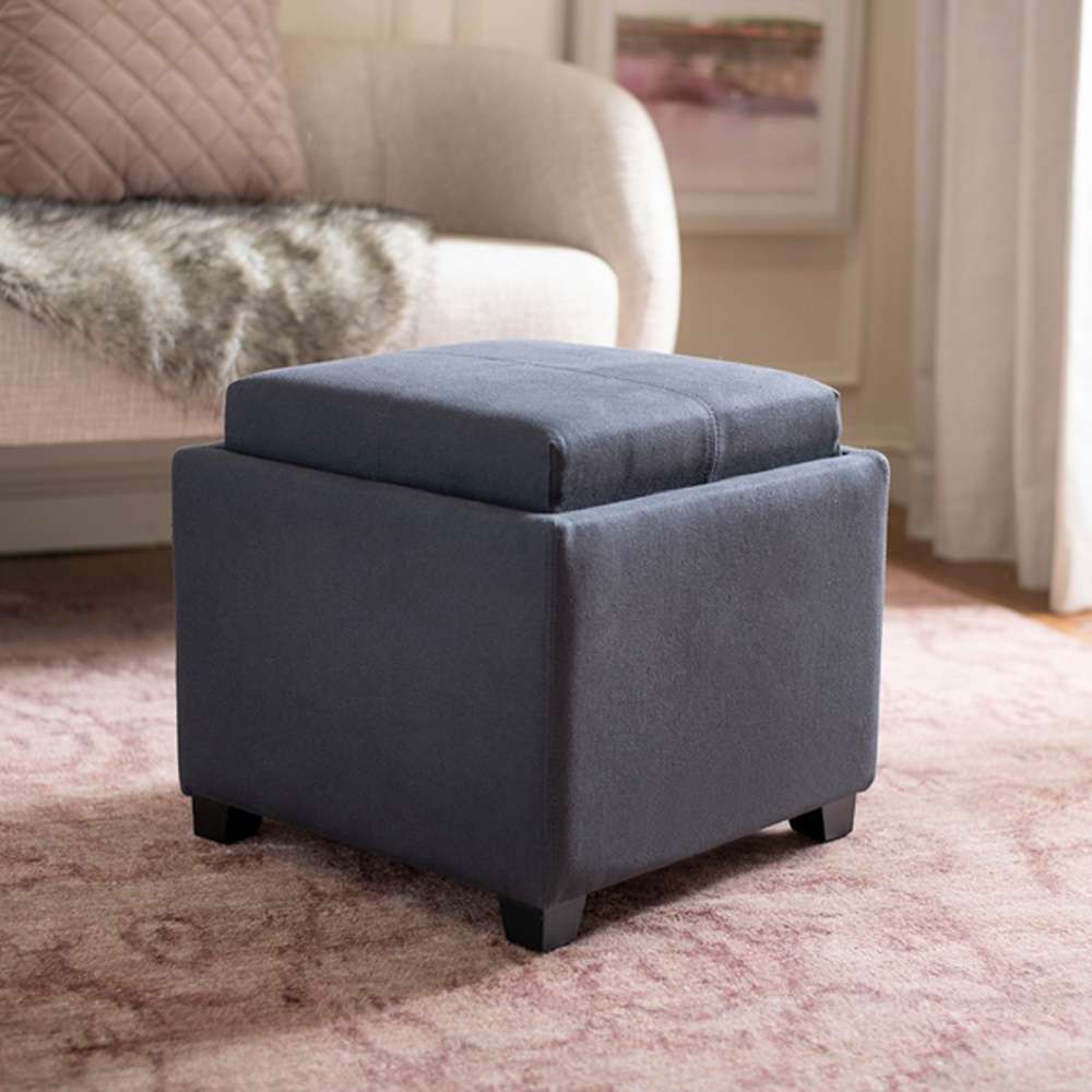 Safavieh - Harrison Single Tray Ottoman - Grey - HUD8233N veiw 2