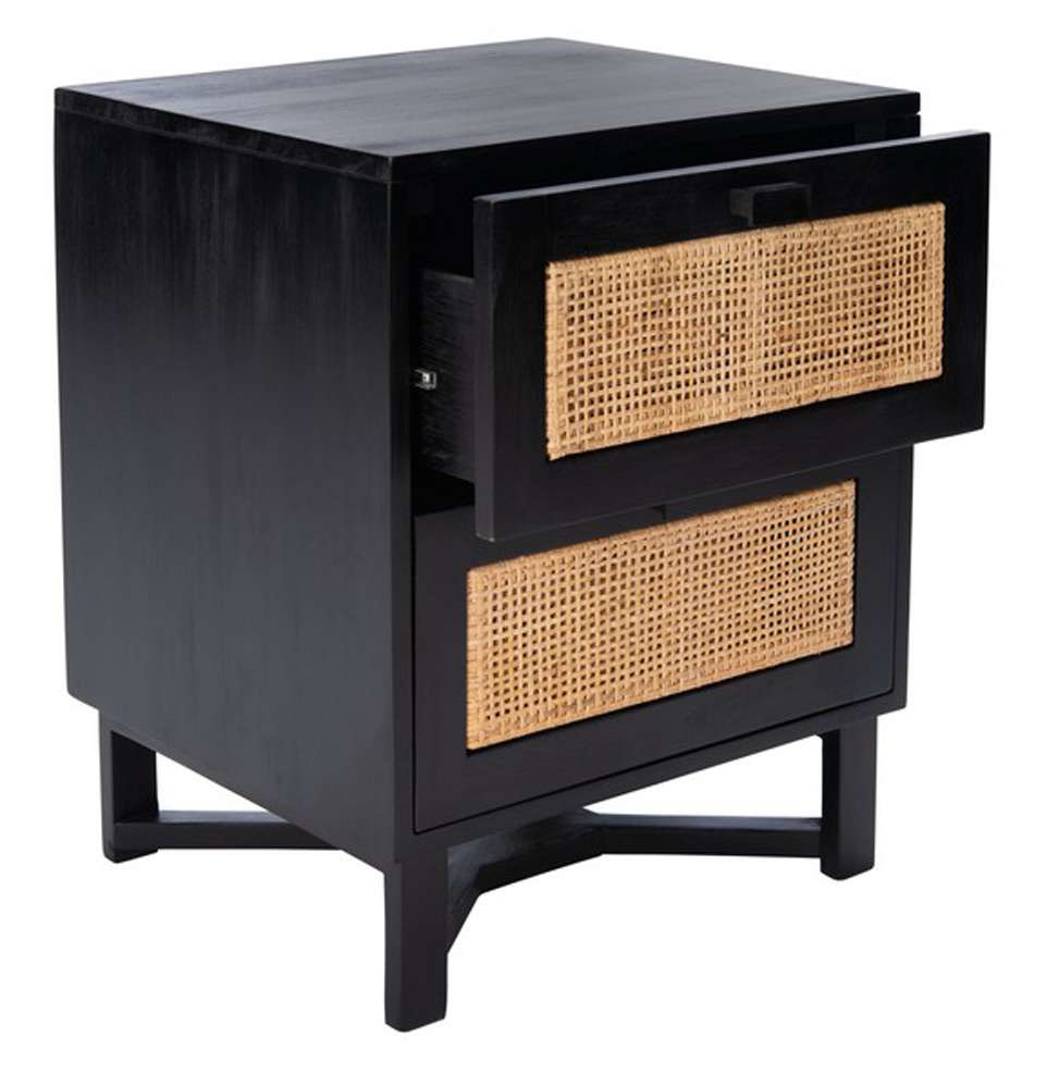 Safavieh - Hedwig 2 Drawer Nightstand - Black - Natural - NST4007C veiw 4
