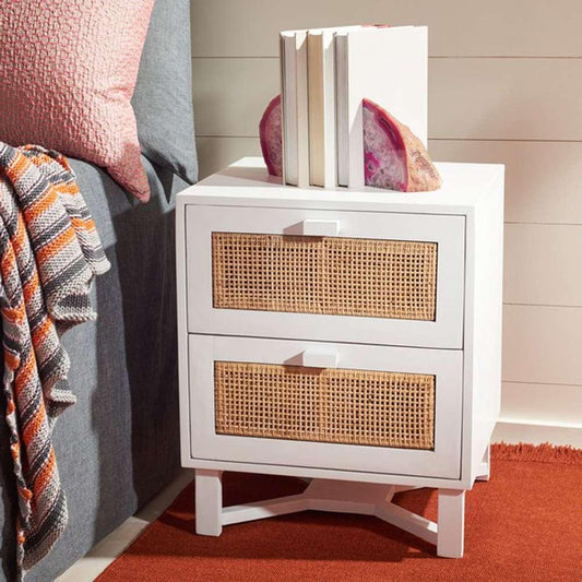 Safavieh - Hedwig 2 Drawer Nightstand - White - Natural - NST4007B veiw 2