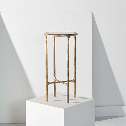 Safavieh - Jessa Metal Tall Round End Table - White - Brass - SFV9504C veiw 2