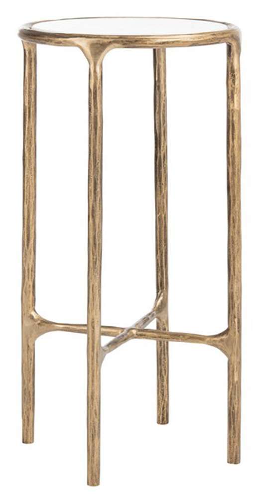 Safavieh - Jessa Metal Tall Round End Table - White - Brass - SFV9504C veiw 3