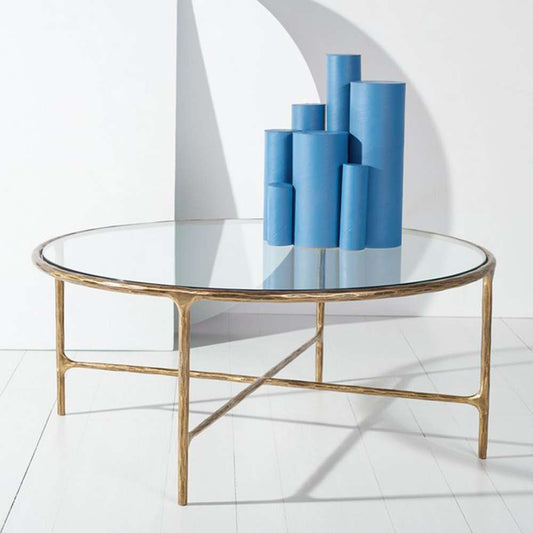 Safavieh - Jessa Round Metal Coffee Table - Brass - SFV9501A veiw 2