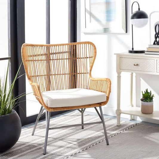 Safavieh - Lenu Rattan Acct Chair W/Cush - White - Natural - ACH6510B veiw 2