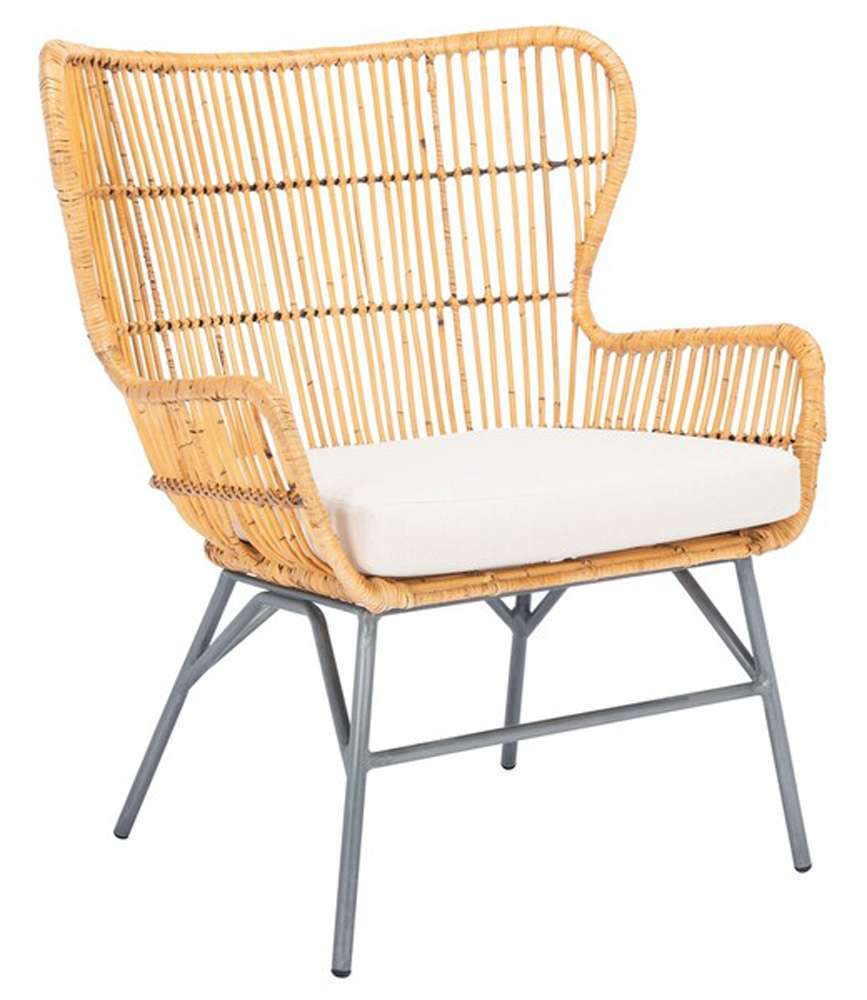 Safavieh - Lenu Rattan Acct Chair W/Cush - White - Natural - ACH6510B veiw 4