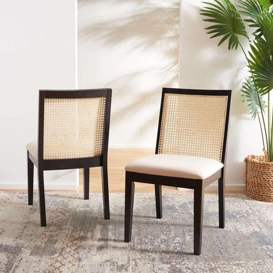 Safavieh - Levy Dining Chair - Black - Beige (Set of 2) - DCH1011A-SET2 veiw 2