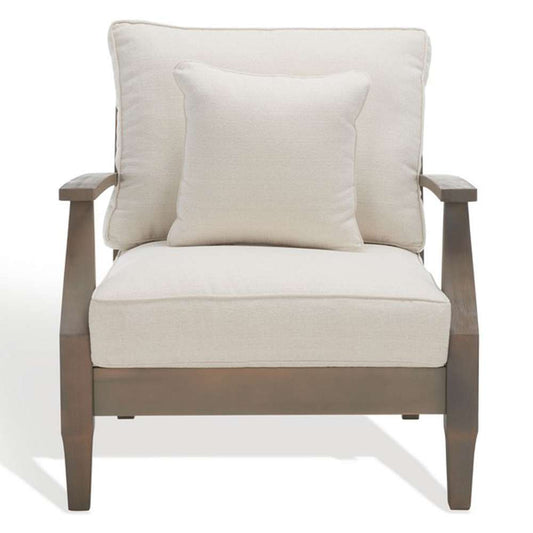Safavieh - Martinique Wood Patio Armchair - Light Grey - Beige - CPT1011C veiw 2