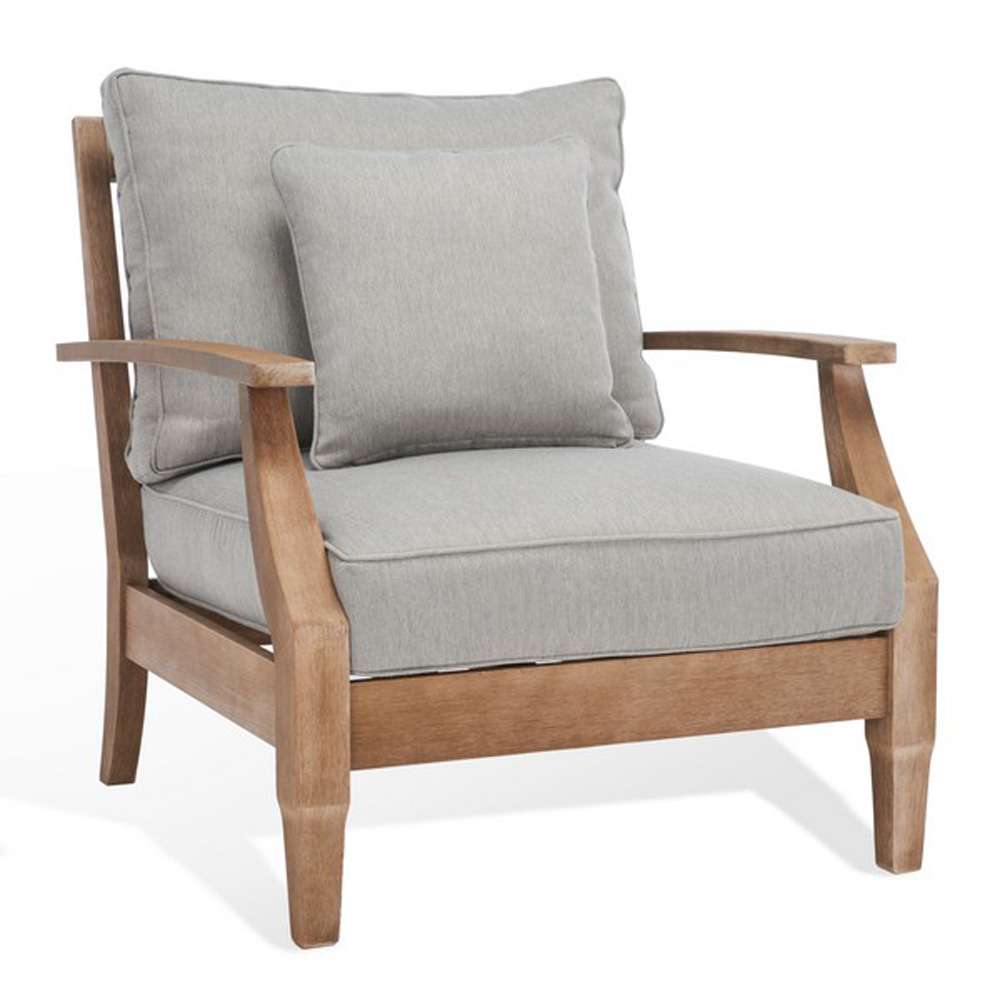 Safavieh - Martinique Wood Patio Armchair - Natural - Grey - CPT1011B veiw 3
