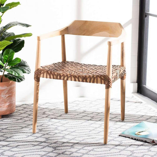 Safavieh - Munro Lther Woven Accent Chair - Natural - Light Honey - ACH1005D veiw 2