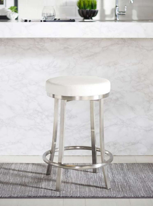 Safavieh - Obito Swivel Counter Stool - White - Brushed Nickle - BST3004A veiw 2