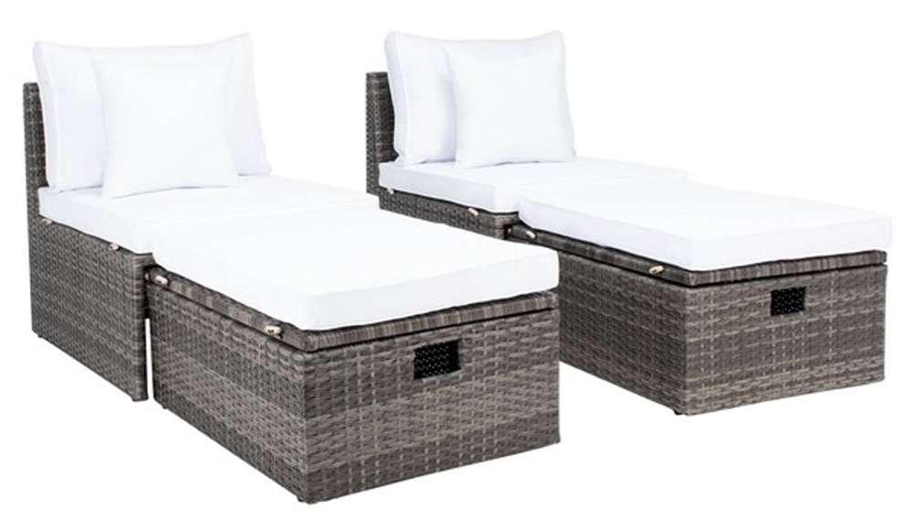 Safavieh - Pramla Outdoor Sette With Otto - Grey Brown - White - PAT7515C veiw 5