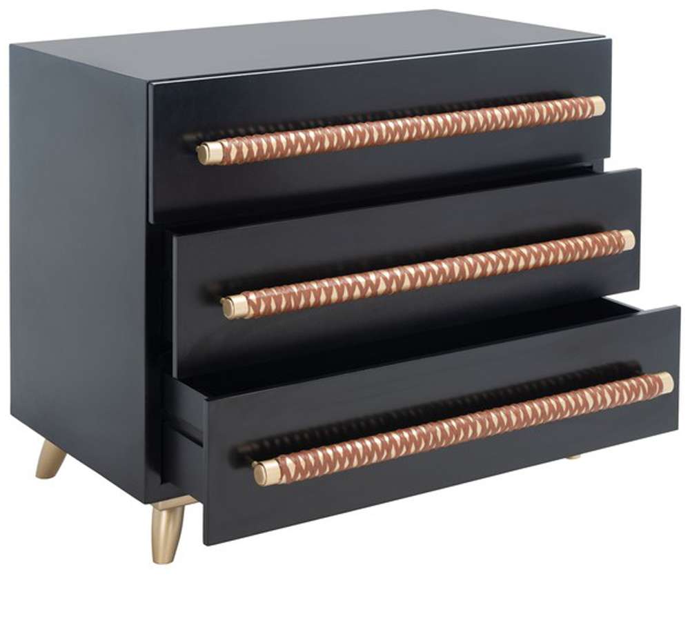 Safavieh - Raquel 3 Drawer Chest - Black - Gold - CHS6602B veiw 4