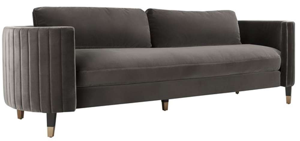 Safavieh - Winford Velvet Sofa - Shale - Black - KNT7045B veiw 4