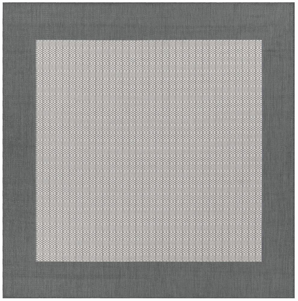 Couristan - Recife Checkered Field/Grey-White Rug - 76 Square - 10053012076076Q veiw 1
