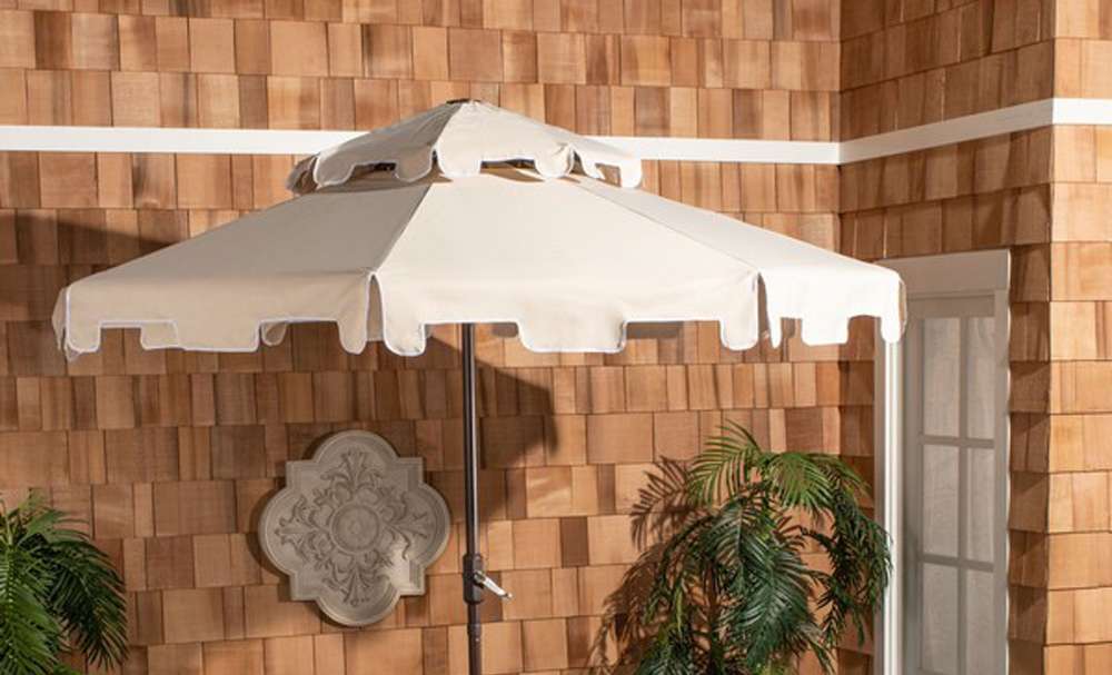 Safavieh - Zimmerman 9Ft Double Top Umbrella - Beige - White - PAT8200C veiw 1