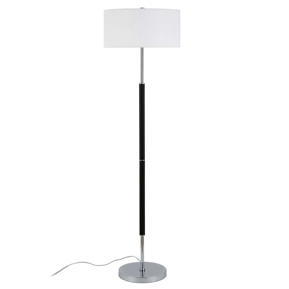 Hudson & Canal - Simone 2-Light Floor Lamp with Fabric Shade in Matte Black/Polished Nickel/White - FL0158 veiw 3