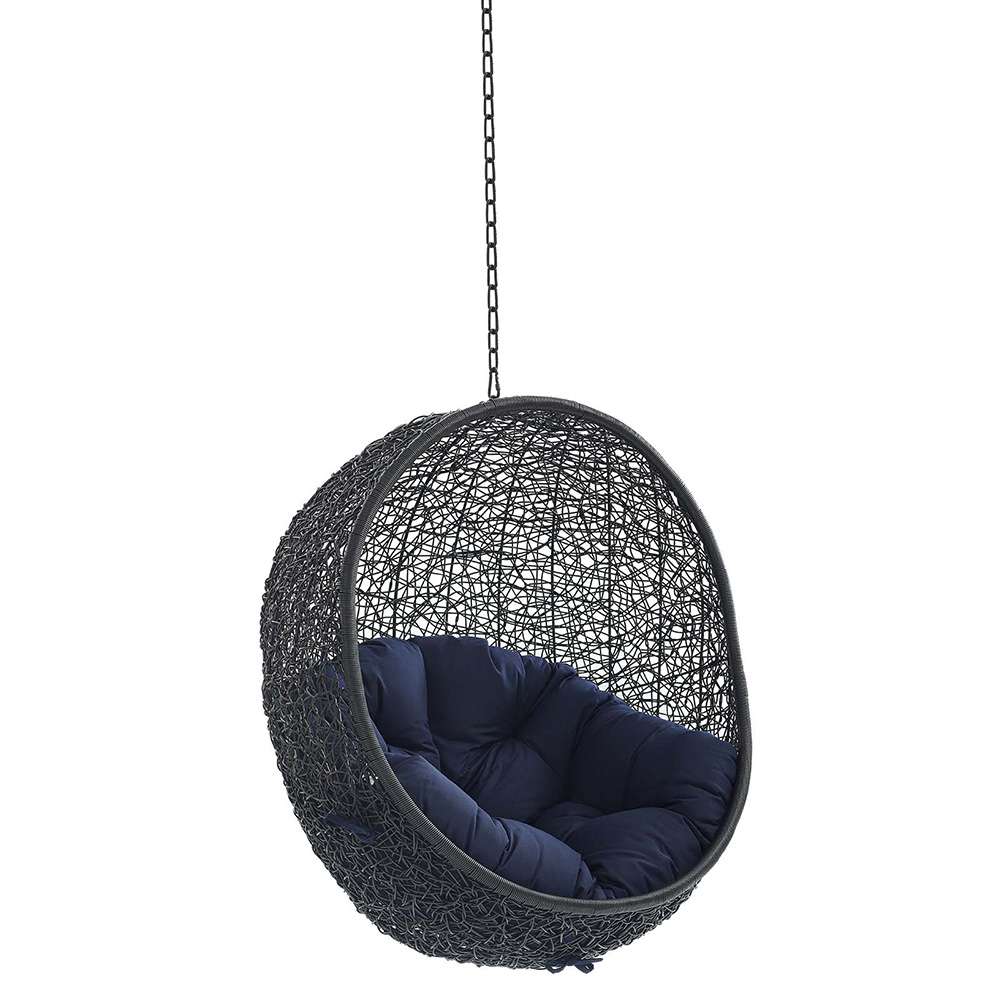 Modway - Encase Swing Outdoor Patio Lounge Chair Without Stand - EEI-3636-BLK-NAV veiw 1