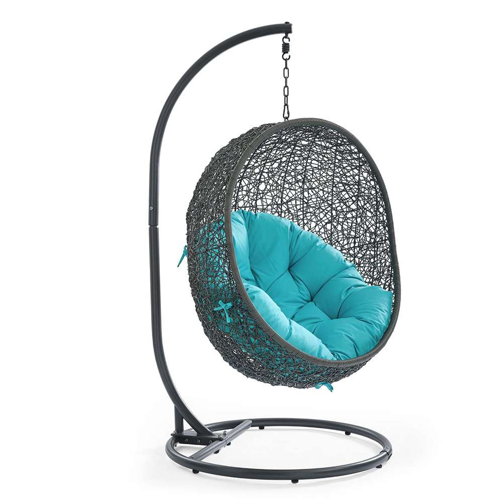 Modway - Hide Outdoor Patio Swing Chair With Stand - EEI-2273-GRY-TRQ veiw 1