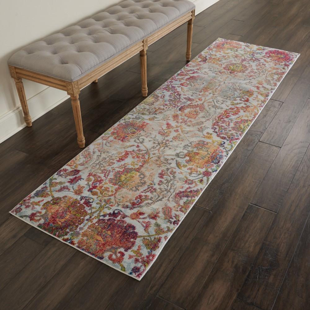 Nourison - Ankara Global ANR06 White and Orange 24in x 8 Low-pile Hallway Rug - ANR06-99446457196_CLOSEOUT veiw 2