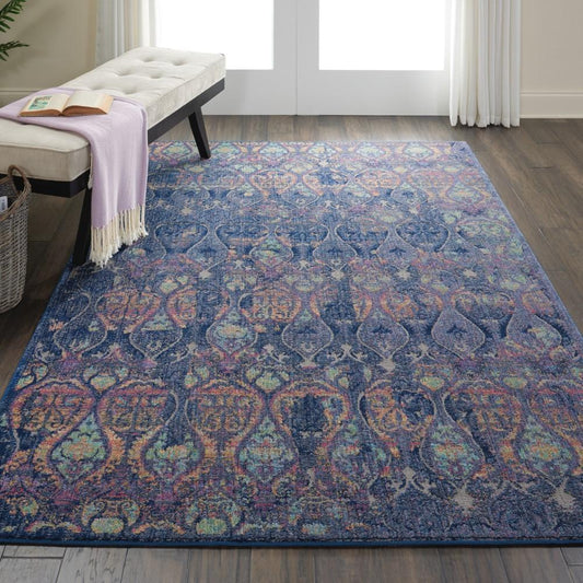 Nourison - Ankara Global ANR08 Navy Blue Multicolor 4x6 Moroccan Area Rug - ANR08-99446457462_CLOSEOUT veiw 2
