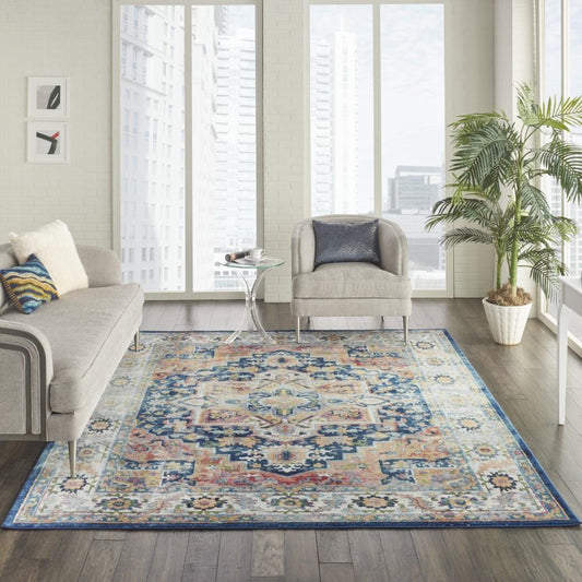 Nourison - Ankara Global ANR11 Blue and Red Multicolor 710in x 910in Large Textured Rug - ANR11-99446498090_CLOSEOUT veiw 2