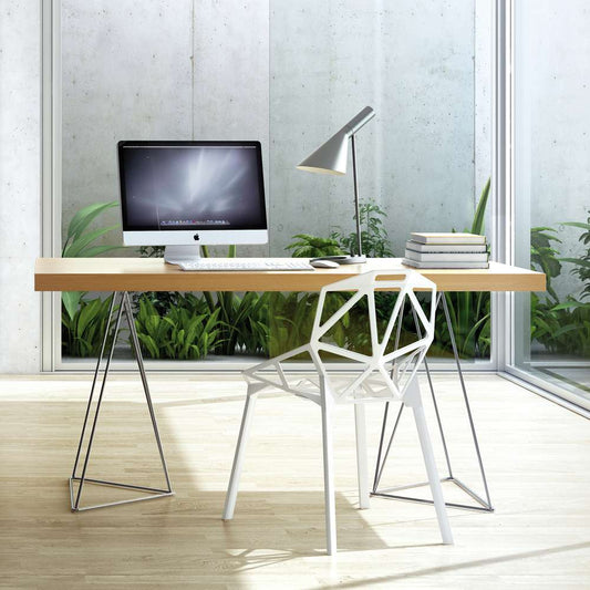 TEMAHOME - Multi 63in Table Top with Trestles in Oak / Chrome - 9500620836 veiw 2