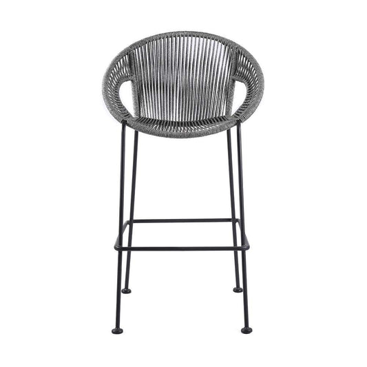 Armen Living - Acapulco 30in Indoor Outdoor Steel Bar Stool with Grey Rope - LCACBAGR30 veiw 2
