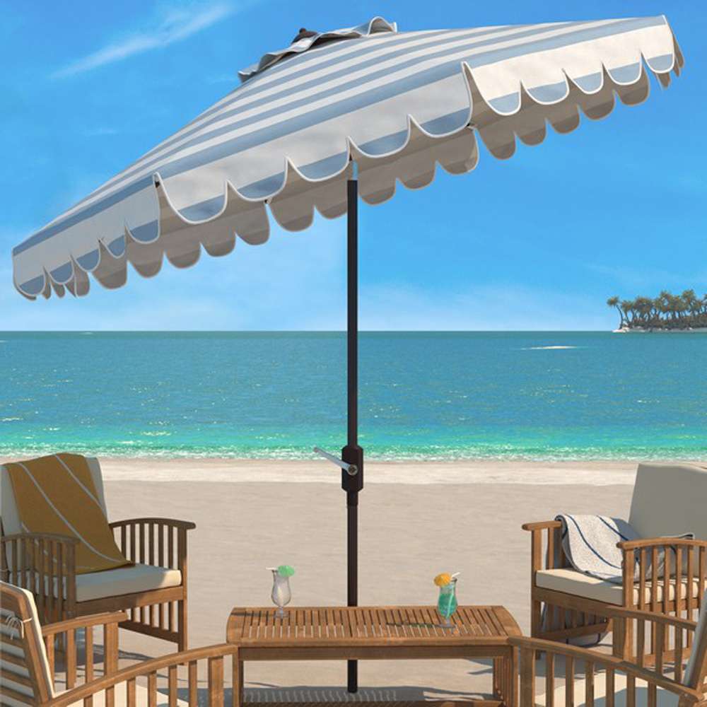 Safavieh - Ramona 9Ft Crank Umbrella - Baby Blue - White - PAT8011U veiw 2