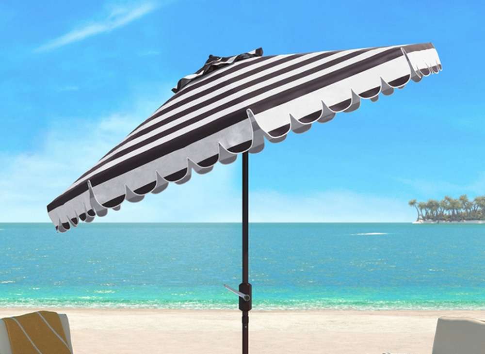 Safavieh - Ramona 9Ft Crank Umbrella - Black - White - PAT8011D veiw 1