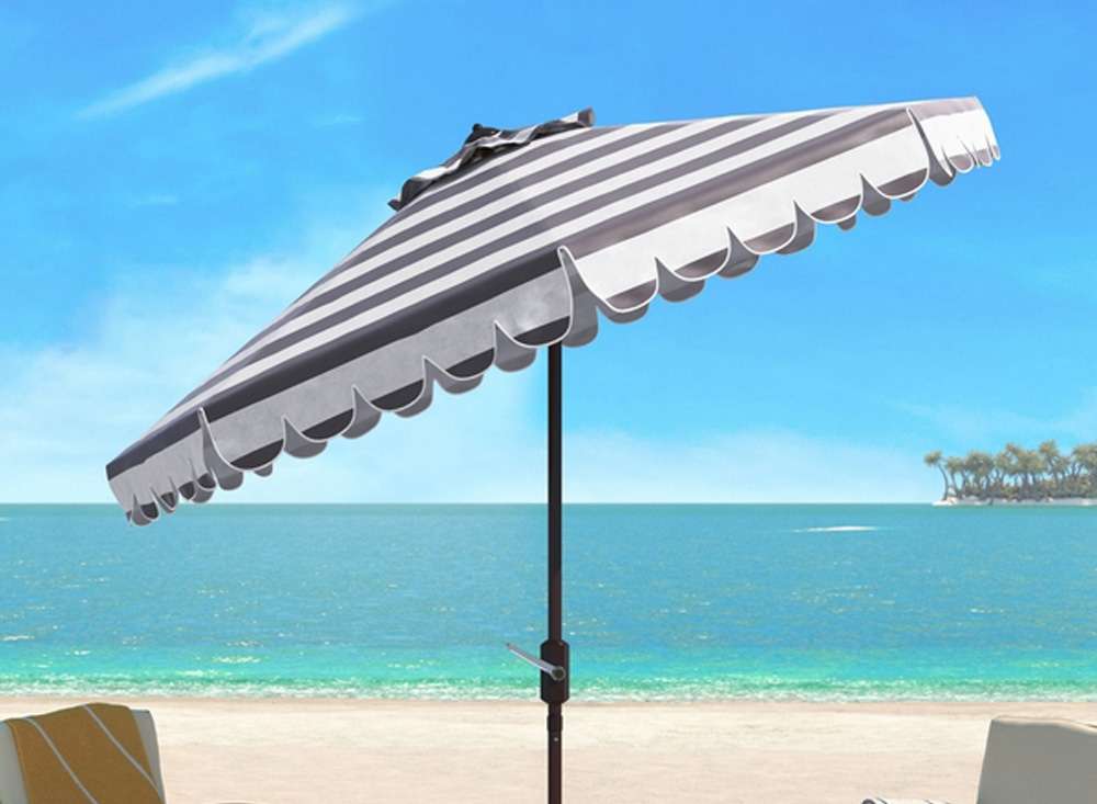 Safavieh - Ramona 9Ft Crank Umbrella - Grey - White - PAT8011B veiw 1