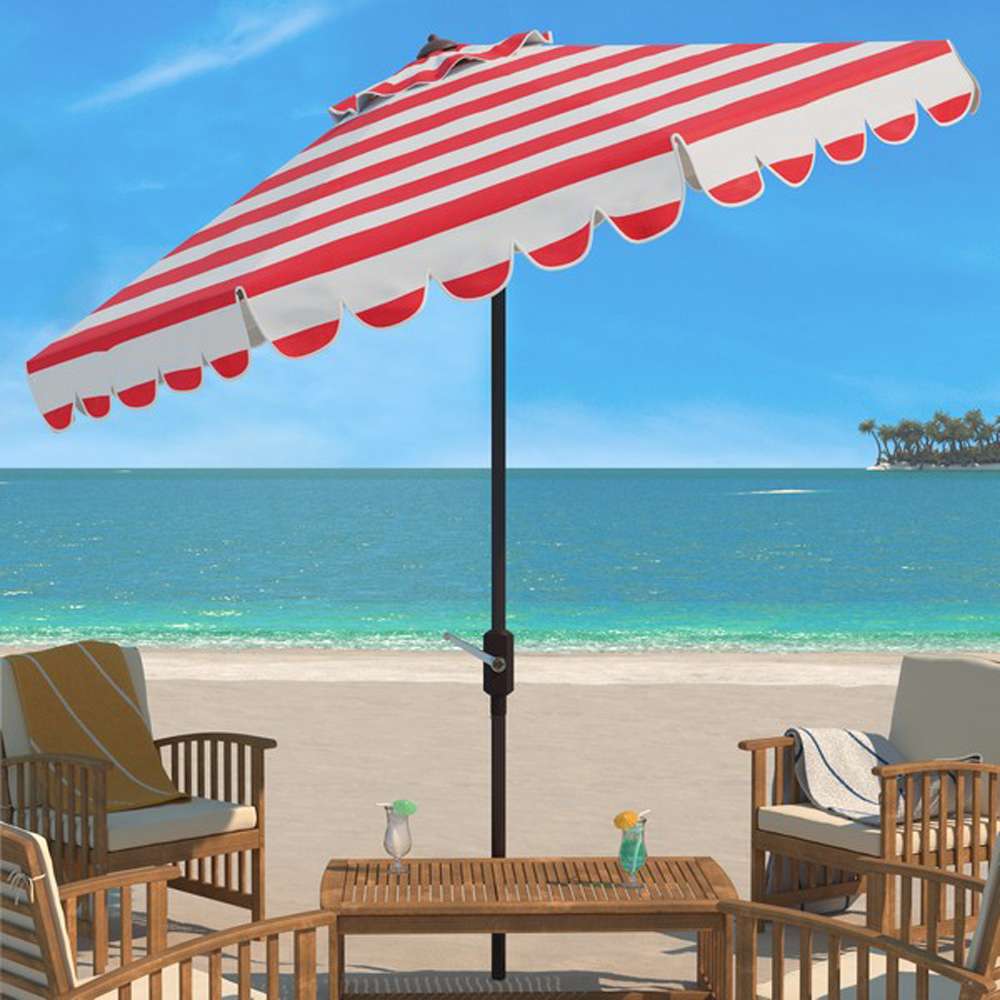 Safavieh - Ramona 9Ft Crank Umbrella - Red - White - PAT8011R veiw 2