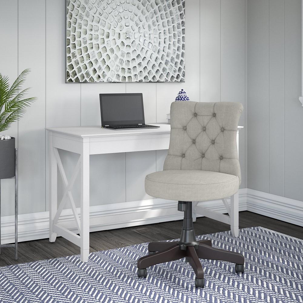 Bush Furniture - Key West 48W Writing Desk with Mid Back Tufted Office Chair in Pure White Oak - KWS021WT veiw 5