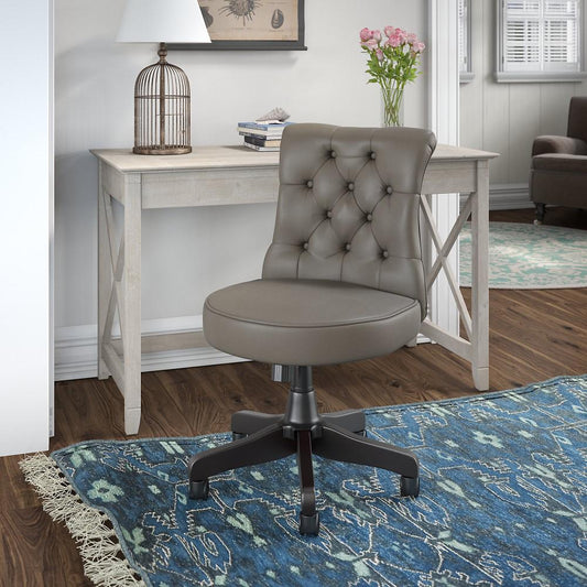 Bush Furniture - Key West 48W Writing Desk with Mid Back Tufted Office Chair in Washed Gray - KWS021WG veiw 2