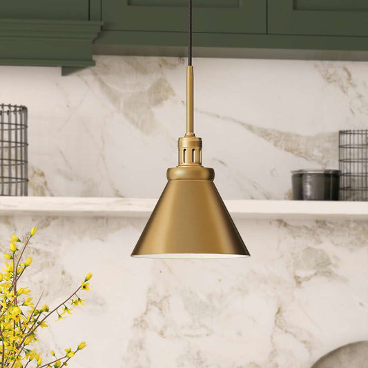 Hudson & Canal - Zeno 8.5in Wide Pendant with Metal Shade in Brass/Brass - PD0327 veiw 2
