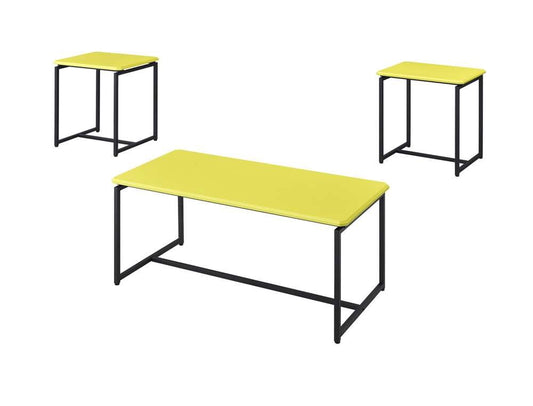 Lilola Home - GT 3 Piece Yellow Carbon Fiber Wrap Coffee Table and End Table Set - 98031 veiw 2