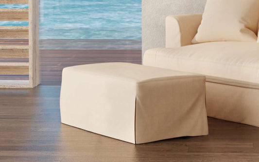 Sunset Trading - Newport Slipcovered 44in Wide Ottoman Tan - SY-130030-391084 veiw 2