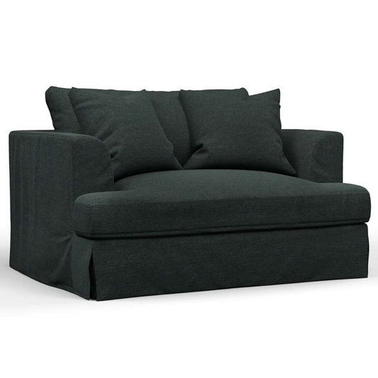 Sunset Trading - Newport Slipcovered 52in Wide Chair and A Half with Ottoman Dark Gray - SY-130015-30-391098 veiw 2