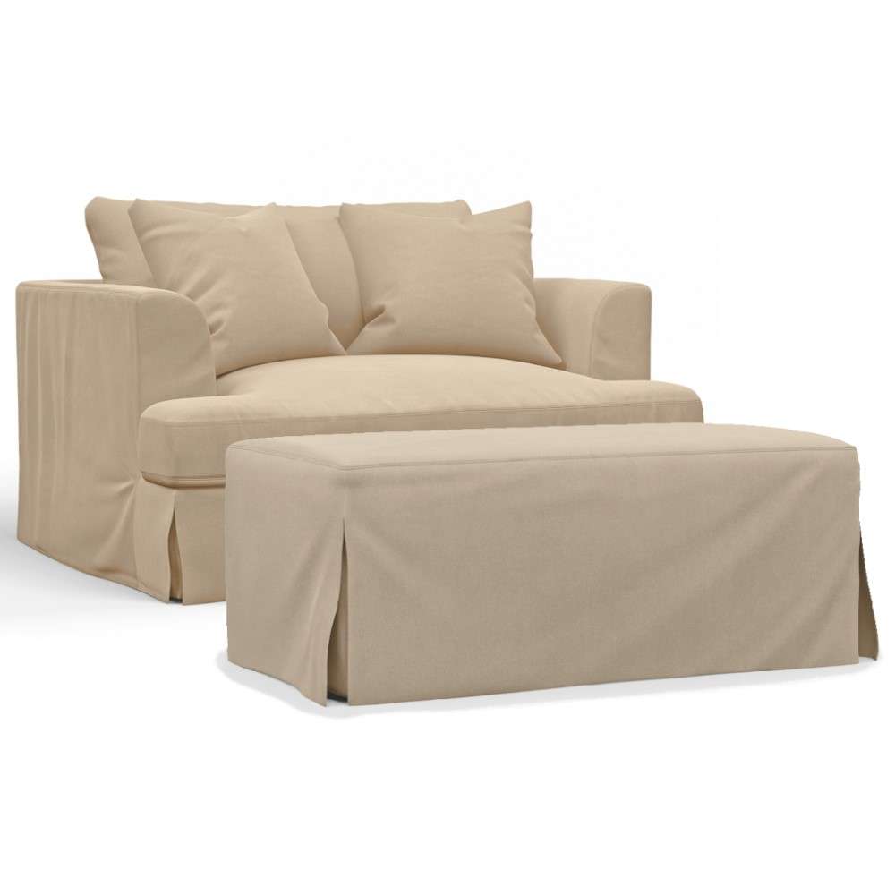 Sunset Trading - Newport Slipcover Only for 52in Wide Chair and A Half with Ottoman 2 Throw Pillow Covers Tan - SY-130015SC-30-391084 veiw 1