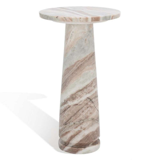 Safavieh - Valentia Round Marble Accent Table - White - Brown - SFV9704B veiw 2