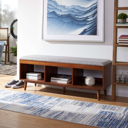 Safavieh - Cricket Open Shelf Bench W/Cush - Grey - Natural Acacia - BCH5000B veiw 2