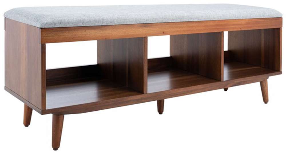 Safavieh - Cricket Open Shelf Bench W/Cush - Grey - Natural Acacia - BCH5000B veiw 4