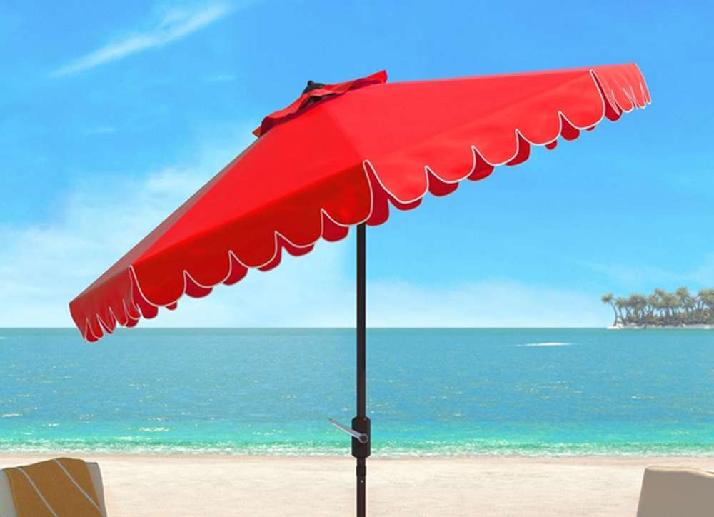 Safavieh - Dorinda 9Ft Crank Umbrella - Red - White - PAT8010C veiw 1