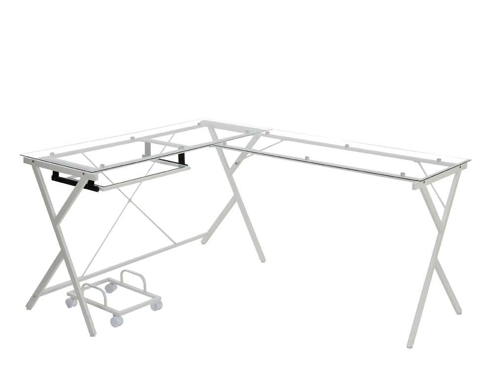 ACME Furniture - Demas Computer Desk - Clear Glass & White - OF00048 veiw 1
