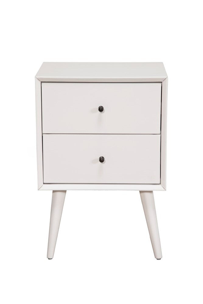 Alpine Furniture - Flynn Mid Century Modern 2 Drawer Nightstand, White - 966-W-02 veiw 3