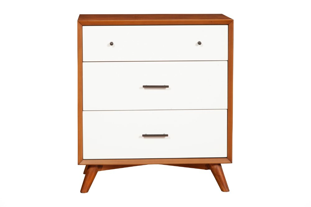 Alpine Furniture - Flynn 3 Drawer Two Tone Small Chest, Acorn/White - 999-04 veiw 2