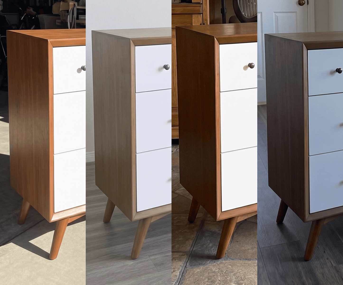 Alpine Furniture - Flynn 3 Drawer Two Tone Small Chest, Acorn/White - 999-04 view 3